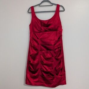 Bisou Bisou Red Ruched Fitted Dress Size 14‎ Cocktail Party Formal